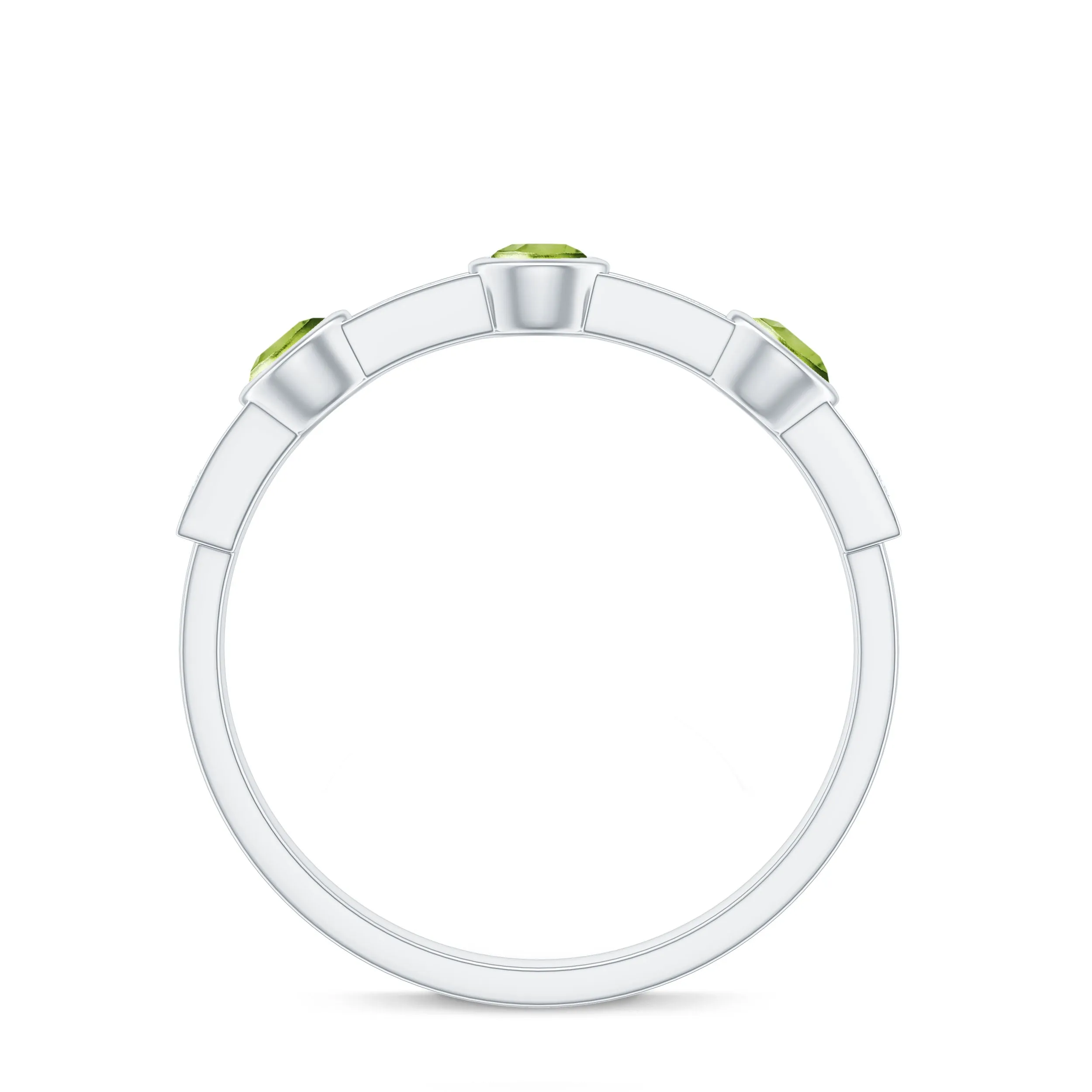 Peridot and Diamond Minimal Half Eternity Ring