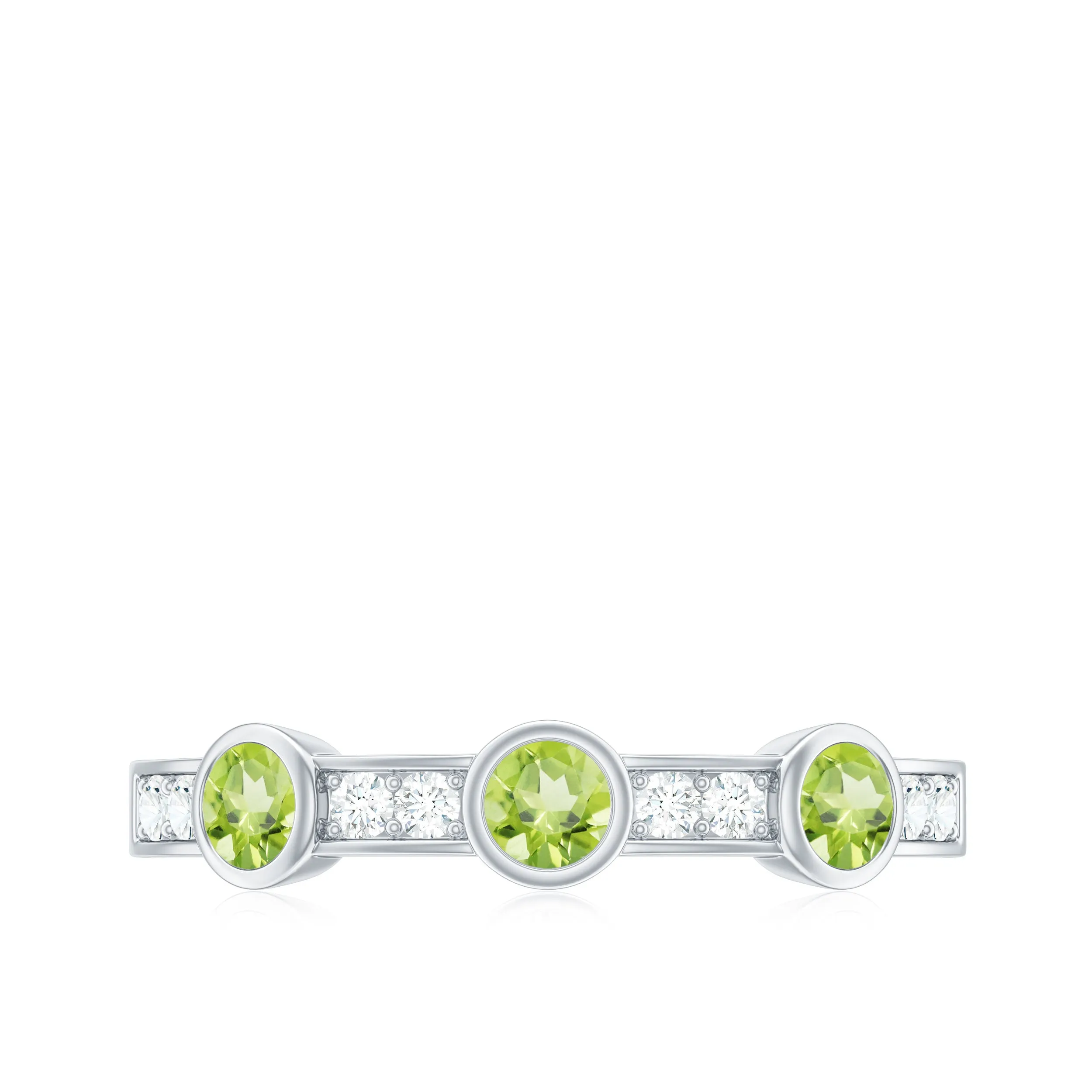 Peridot and Diamond Minimal Half Eternity Ring