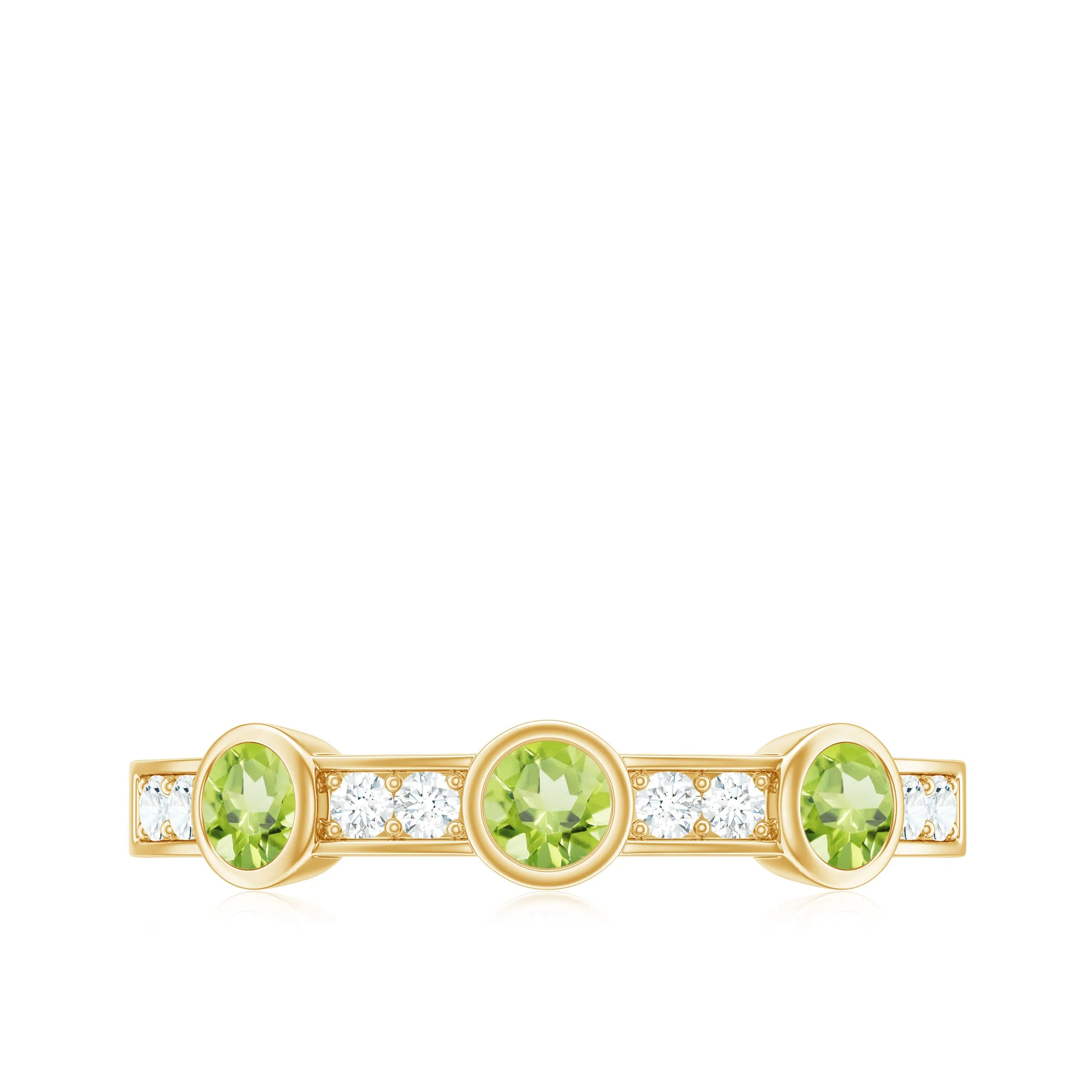 Peridot and Diamond Minimal Half Eternity Ring