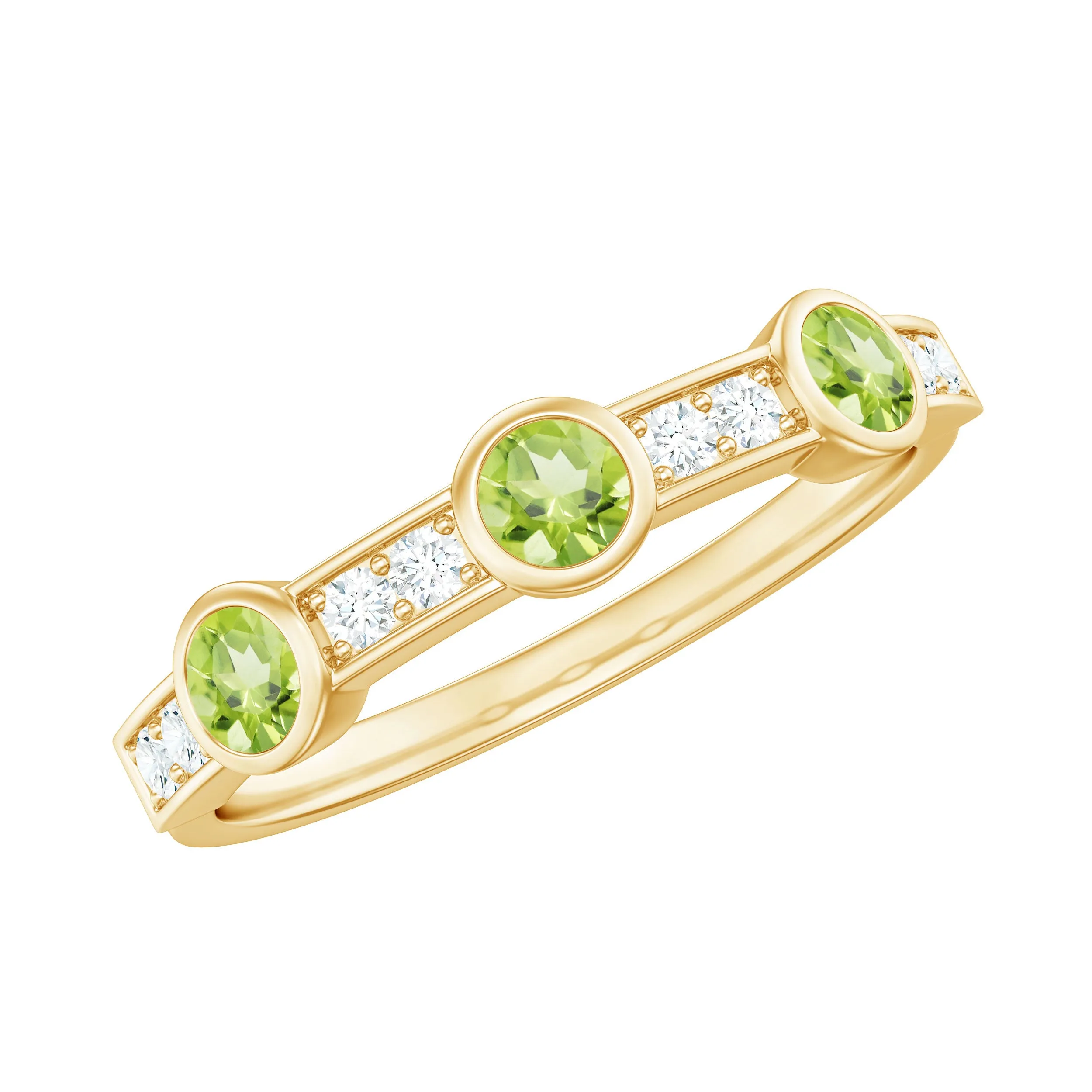 Peridot and Diamond Minimal Half Eternity Ring