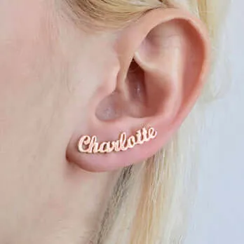 Personalized Stainless Steel Name Stud Earrings