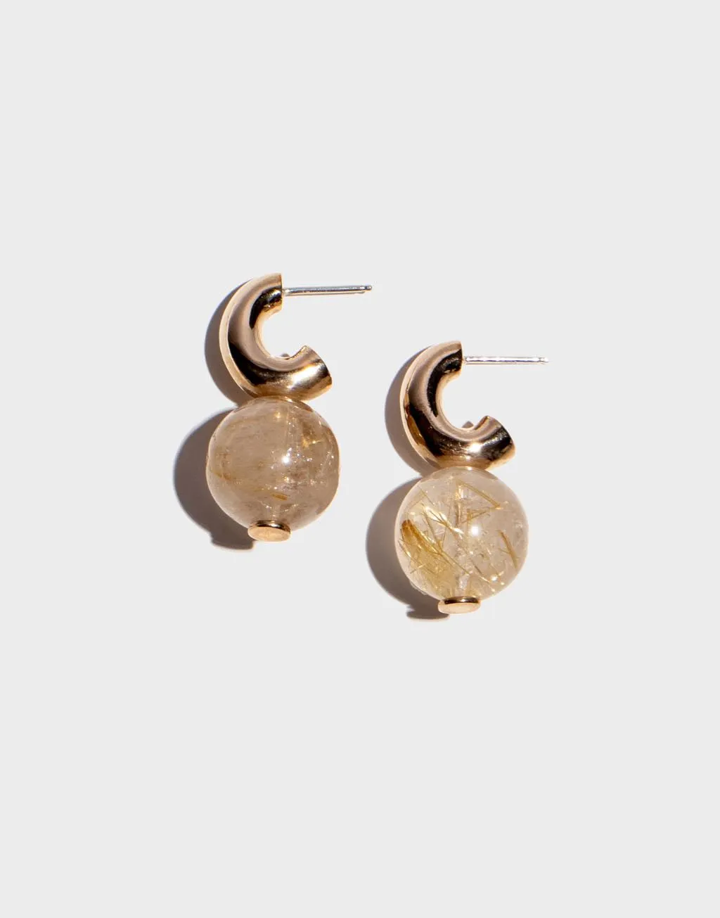 Petite C- Curve Earrings | Rutilated Quartz