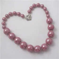 Pink Beaded Necklace Kazuri Big Bold