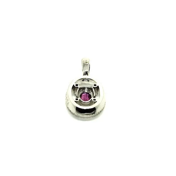 Pink Sapphire And Diamond Space Halo Pendant Ad No.0530