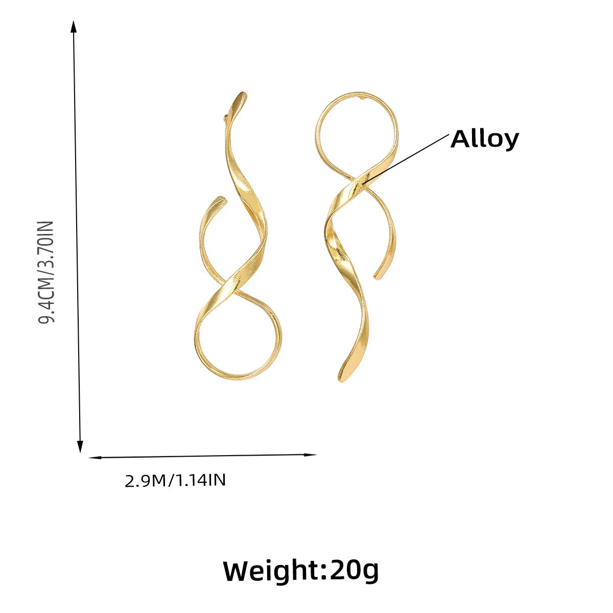 Pre Order:  Alloy Curved Lines Exaggerated Earrings