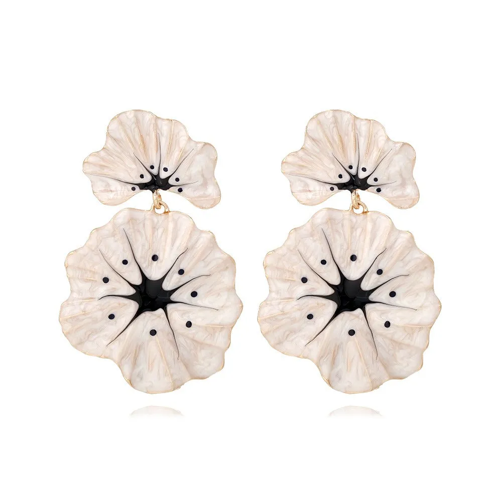 Pre Order:  Alloy Drip Oil Flower Earrings