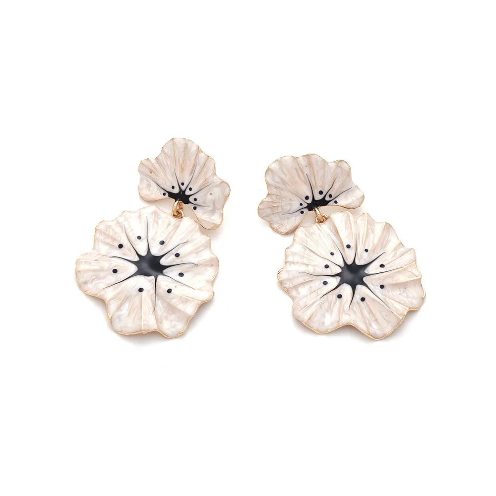 Pre Order:  Alloy Drip Oil Flower Earrings