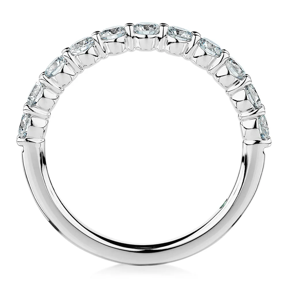 Premium Laboratory Created Diamond, 0.90 carat TW round brilliant wedding or eternity band in platinum