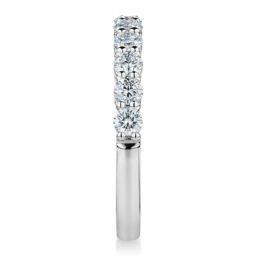 Premium Laboratory Created Diamond, 0.90 carat TW round brilliant wedding or eternity band in platinum