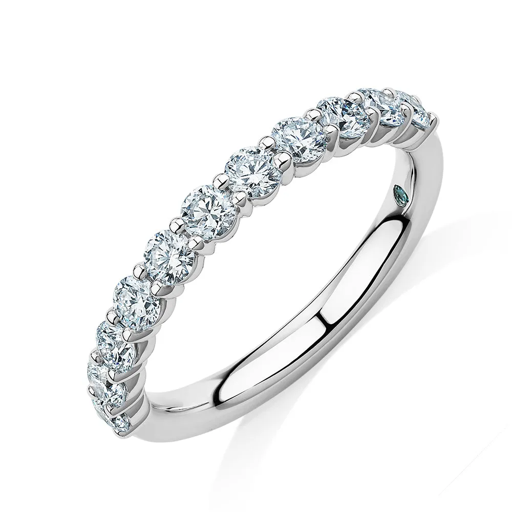 Premium Laboratory Created Diamond, 0.90 carat TW round brilliant wedding or eternity band in platinum