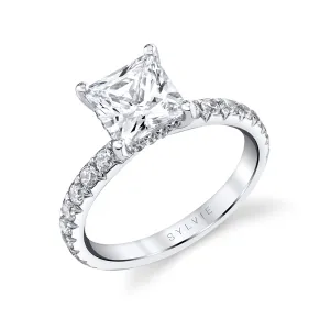 Princess Cut Classic Wide Band Engagement Ring - Malencia