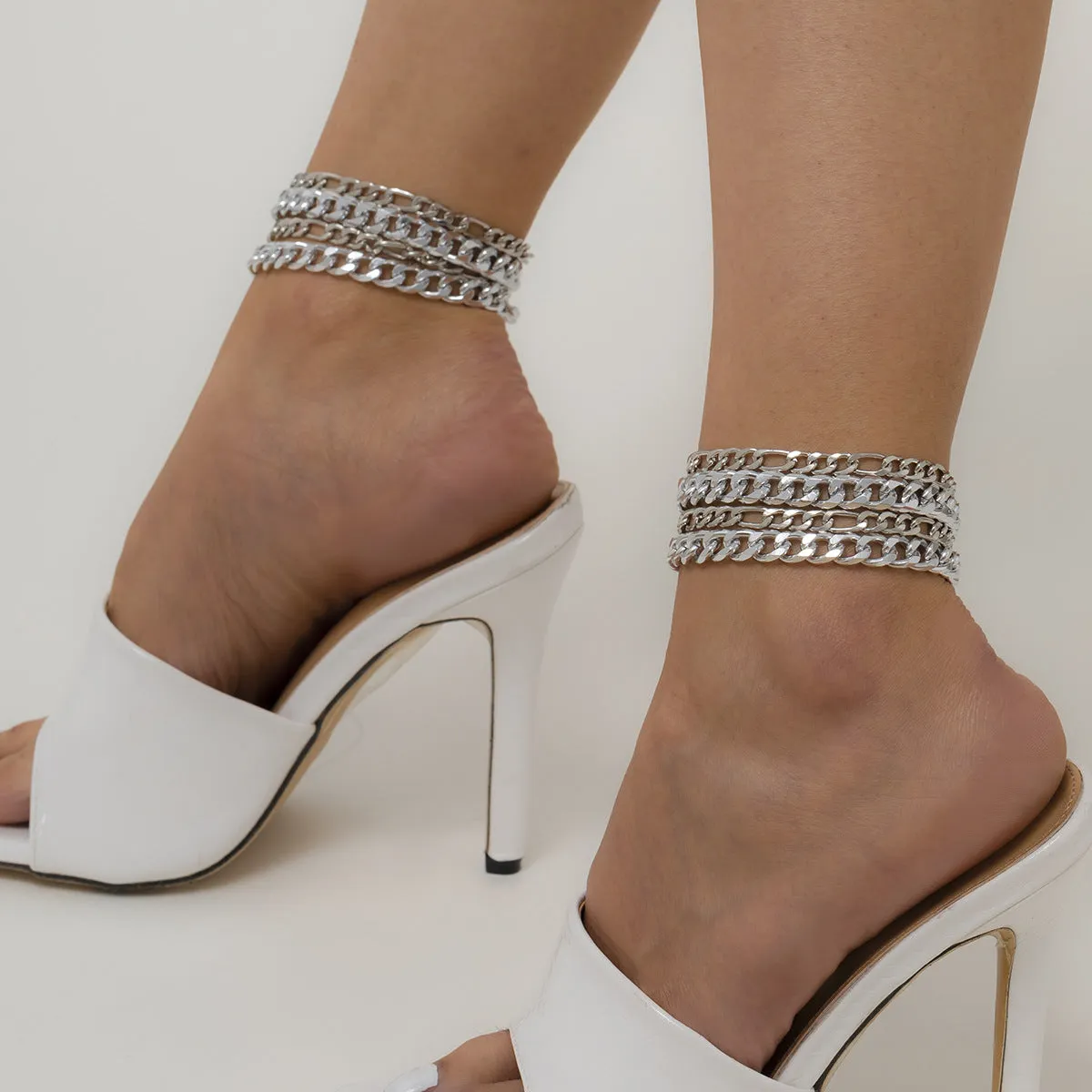 Punk Simple Metallic Thin Chain Anklet