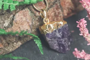 Raw Amethyst Gold Dipped Pendant