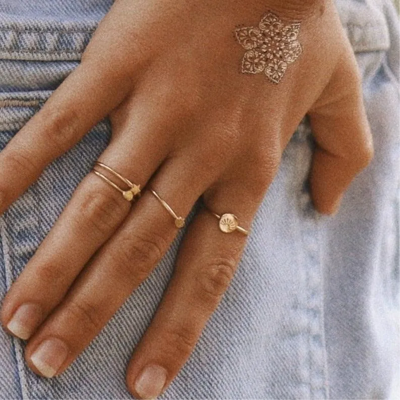 Rising Sun Dainty Gold Ring