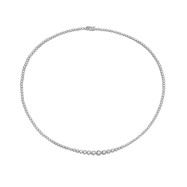 Riviera Diamond Tennis Necklace (4.00 ct.) 2.60 mm to 4.60 mm Buttercup Setting in 14K Gold