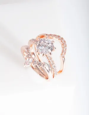 Rose Gold Cubic Zirconia Engagement Stack