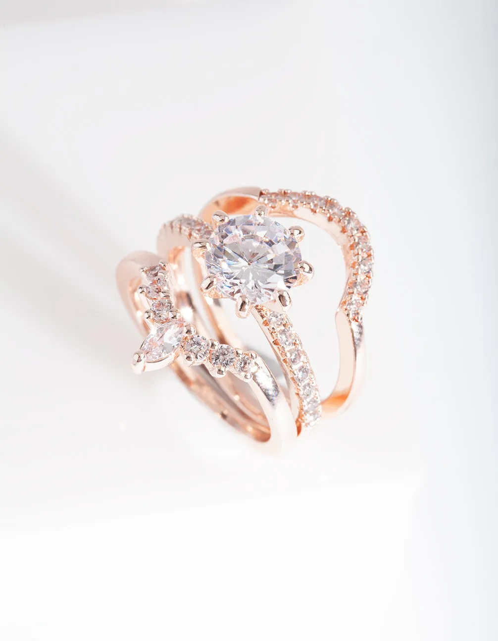 Rose Gold Cubic Zirconia Engagement Stack