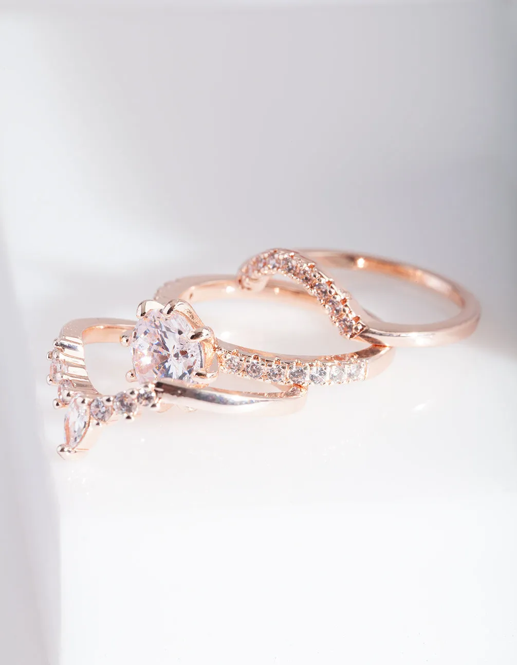 Rose Gold Cubic Zirconia Engagement Stack