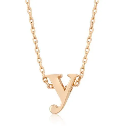 Rose Gold Finish Initial Y Pendant