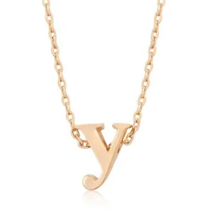 Rose Gold Finish Initial Y Pendant