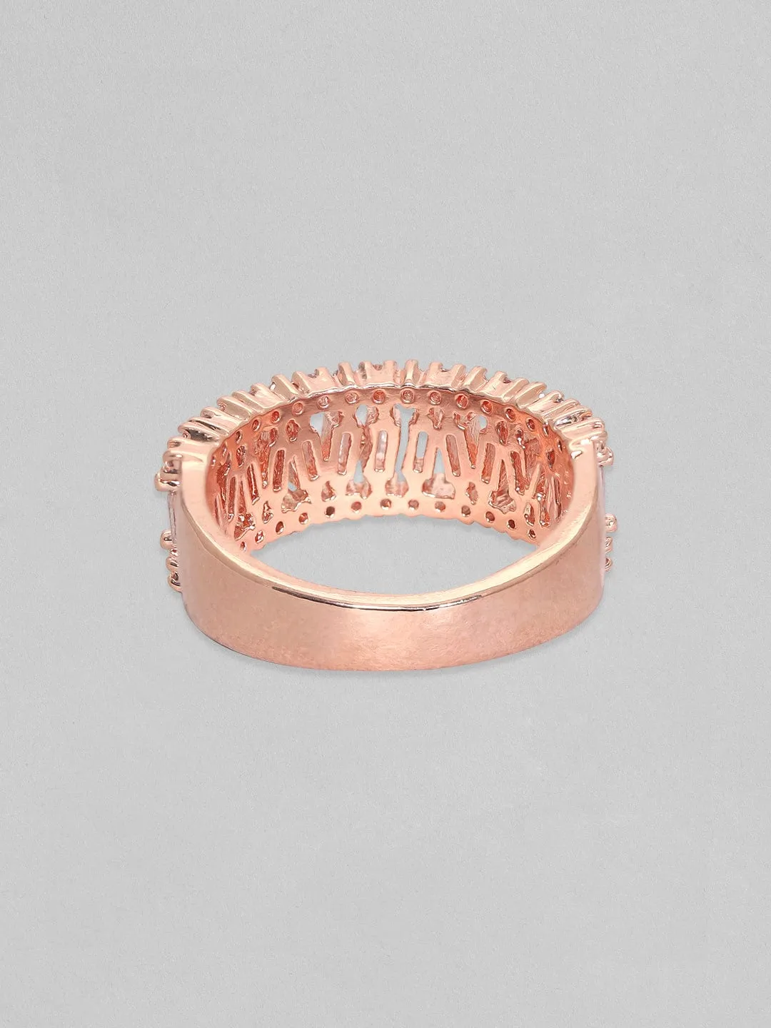 Rubans 18K Rose Gold-Plated Cubic Zirconia-Studded Finger Ring