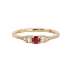 Ruby Petite Deco Era Ring