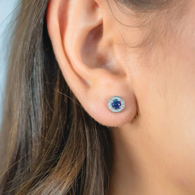 SAPPHIRE HALO EARRINGS