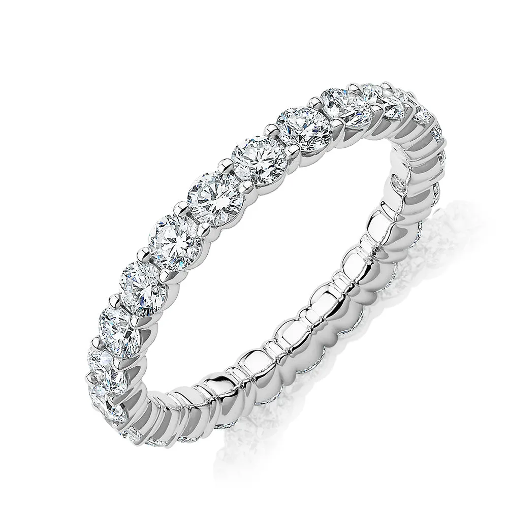 Signature Simulant Diamond 1.86 carat* TW round brilliant all-rounder wedding or eternity band in 14 carat white gold