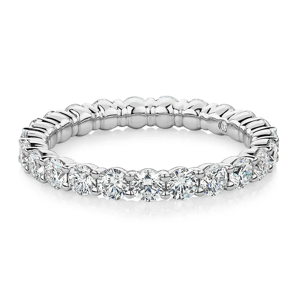 Signature Simulant Diamond 1.86 carat* TW round brilliant all-rounder wedding or eternity band in 14 carat white gold