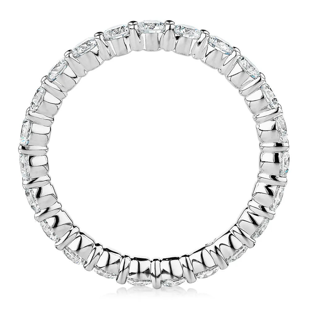 Signature Simulant Diamond 1.86 carat* TW round brilliant all-rounder wedding or eternity band in 14 carat white gold