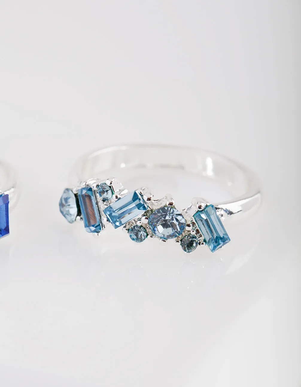 Silver Blue Stone Ring Pack