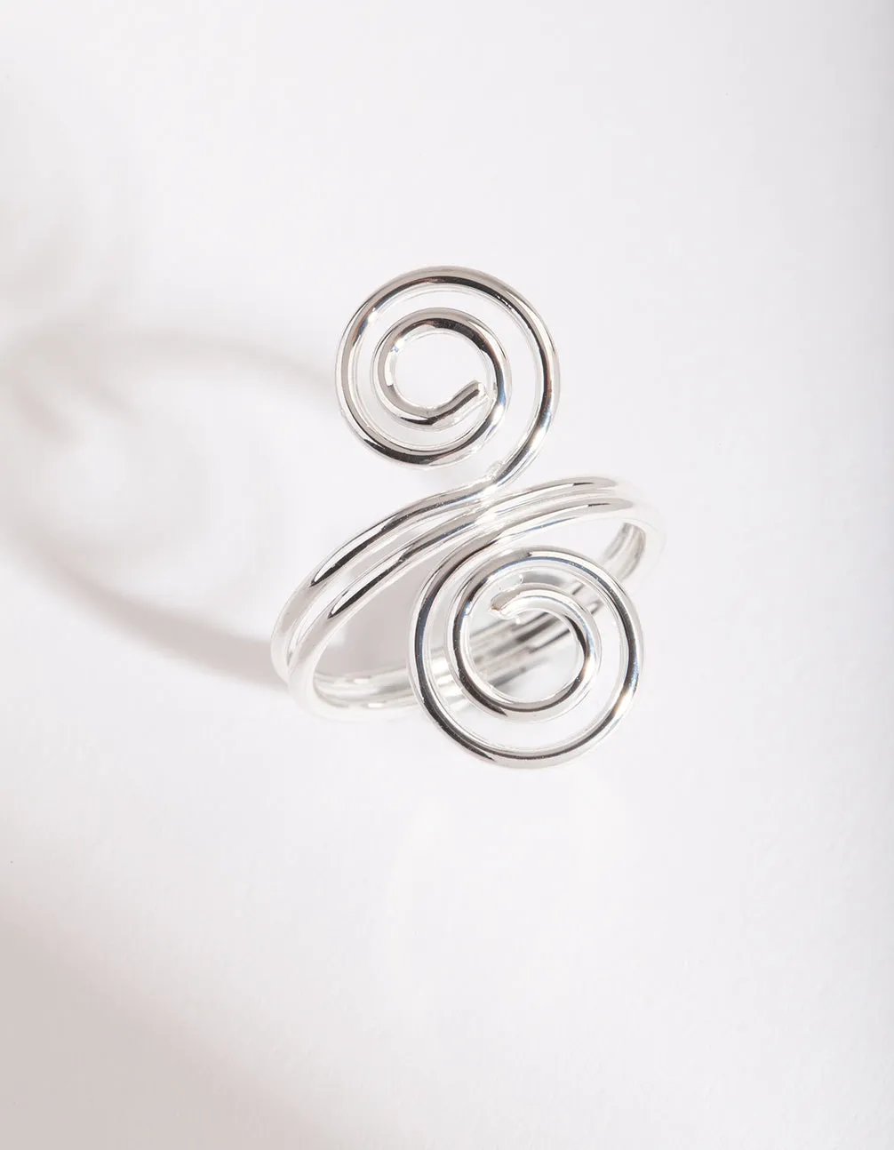 Silver Double End Swirl Ring