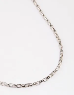 Silver Statement Box Chain Necklace