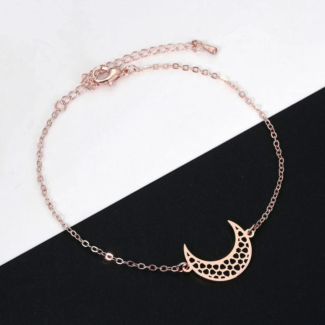 Simple Personality All-Match Stainless Steel Moon Anklet