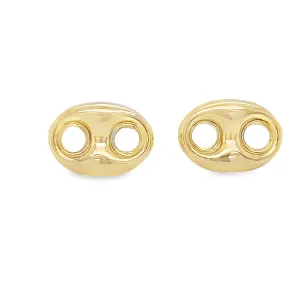 Small 14k Yellow Gold Puffed Mariner Link Earrings