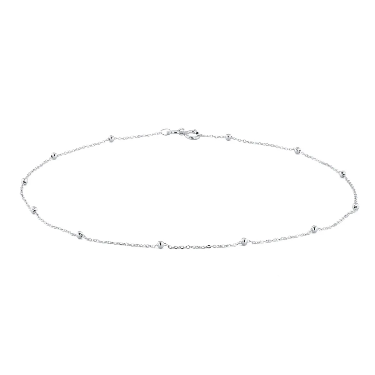 Soleil Collection Trace & Bead 10" Anklet | 9K Solid White Gold