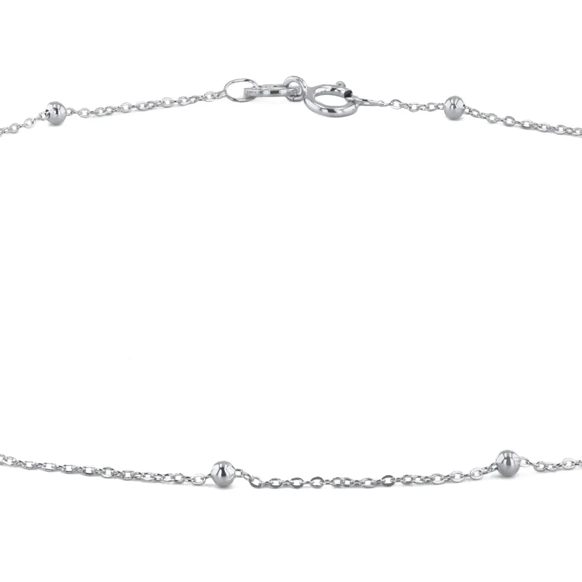 Soleil Collection Trace & Bead 10" Anklet | 9K Solid White Gold