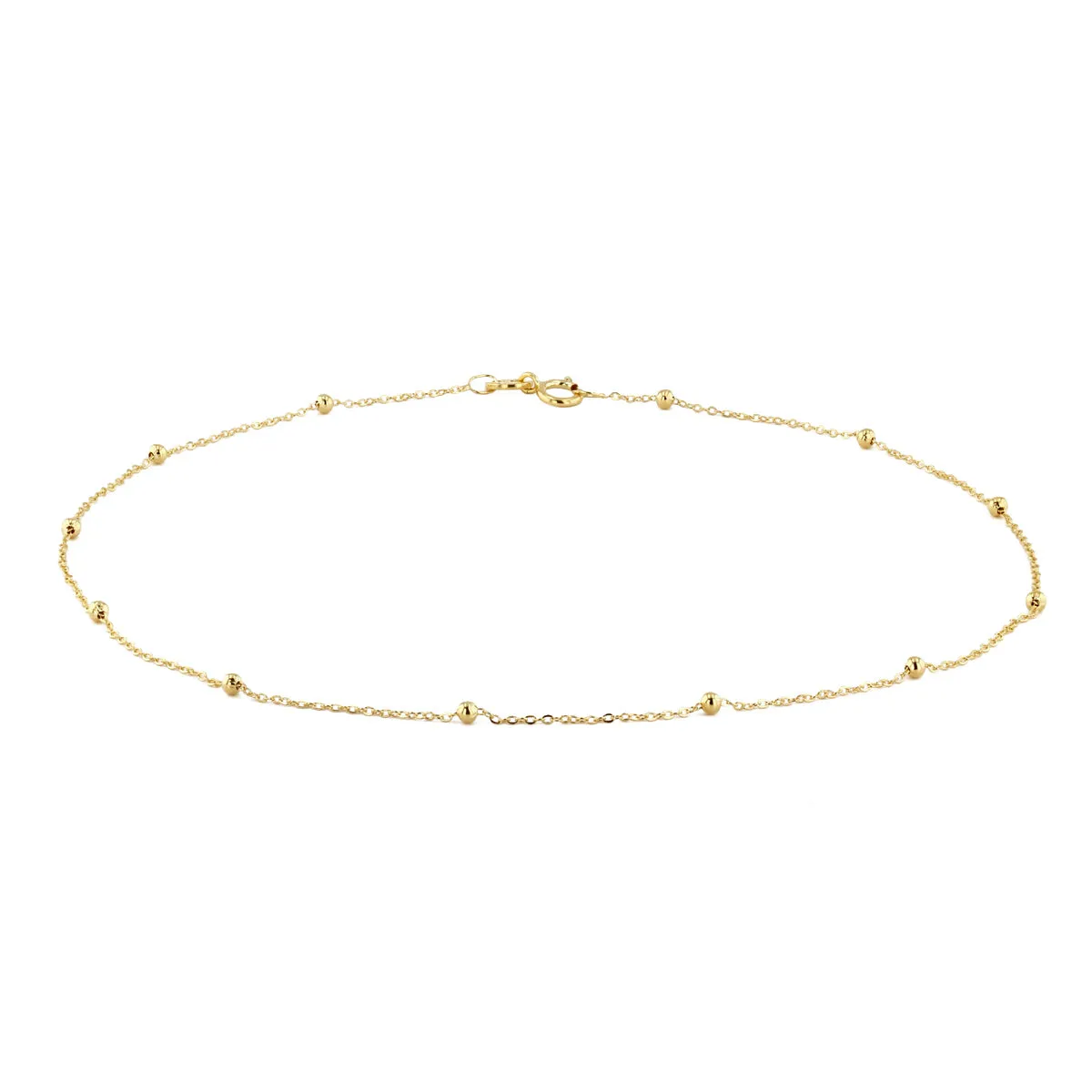 Soleil Collection Trace & Bead 10" Anklet | 9K Solid Yellow Gold