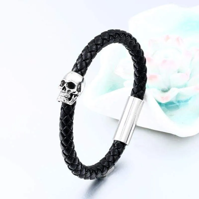 steel soldier stainless steel punk skull leather rope bracelet Multiple handchain bangle  exquisite jewelry party favors