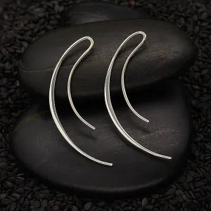 Sterling Silver Long Swooping Arc Earrings 40x15mm