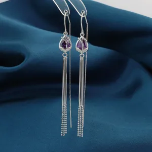 Sterling Silver Luxurious Tulip Tassel Threader Earrings