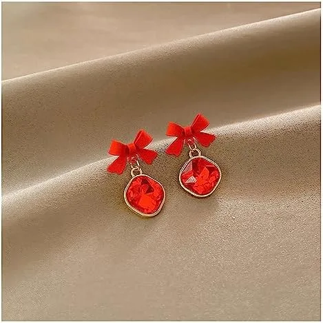 Stylish Red Bow Earring