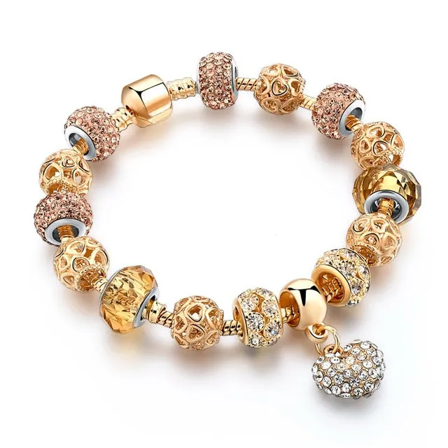 Szelam Luxury Crystal Heart Charm Bracelets & Bangles Gold Bracelets For Women Jewellery Pulseira Feminina Sbr160056