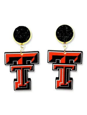 Texas Tech Double T Druzy Dangle Earrings