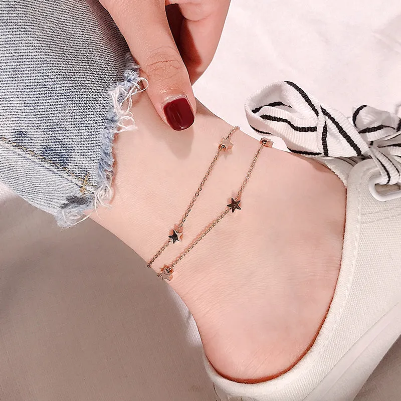 Titanium Steel Non-fading Net Red Anklet Female Simple Personality