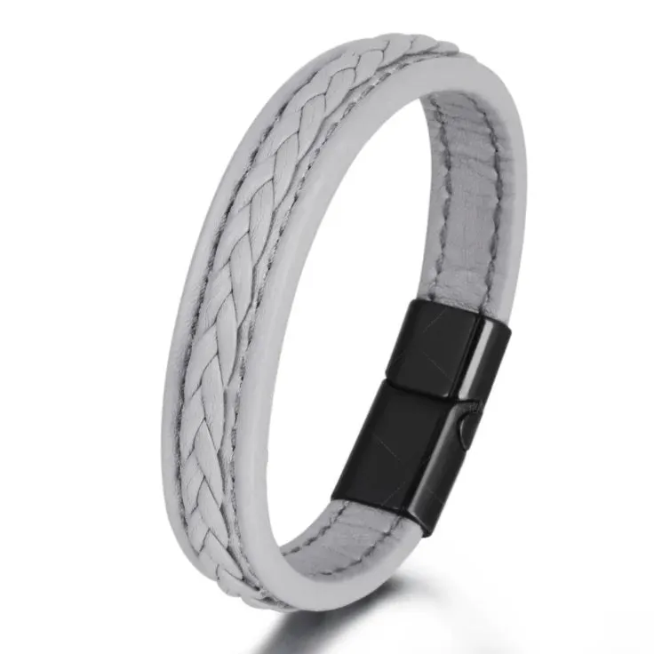 Trendy Genuine Leather Bracelets Men Stainless Steel Multilayer Braided Rope Bracelets for Male Female Bracelets Jewelry