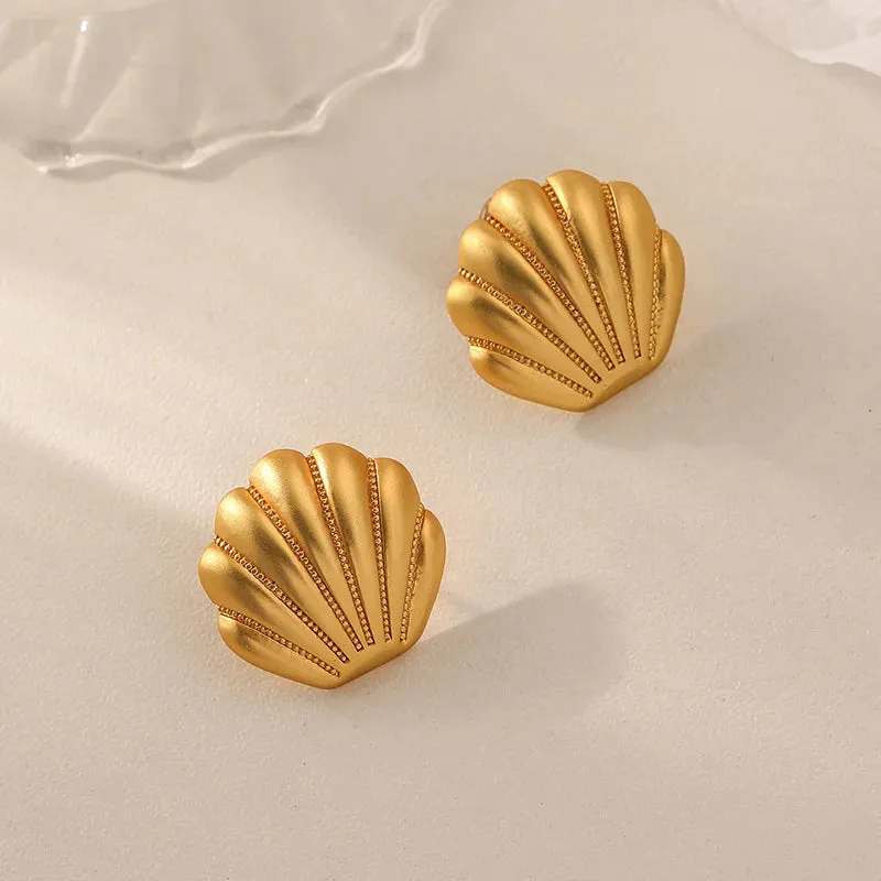 VAIGE Stylish Geometric Matte Gold Stud Earrings in 925 Silver