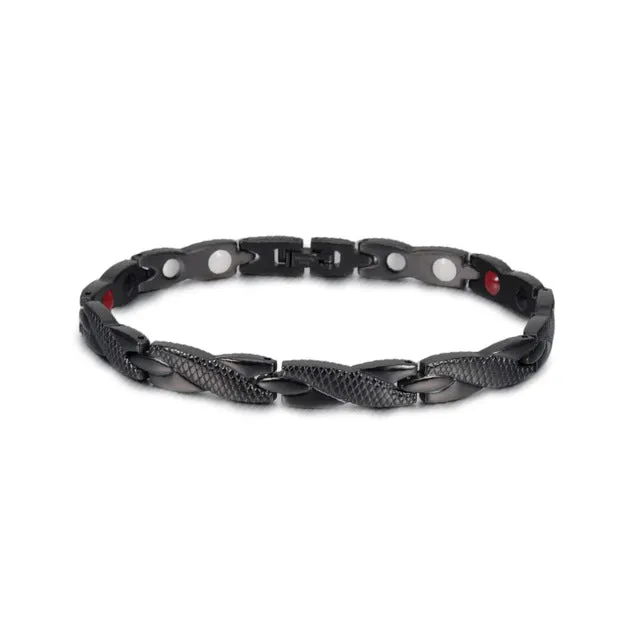 Vinterly Health Energy Bracelet Stainless Steel Magnetic Cross For Men