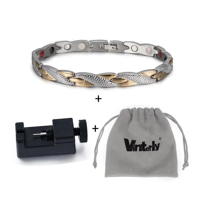 Vinterly Health Energy Bracelet Stainless Steel Magnetic Cross For Men