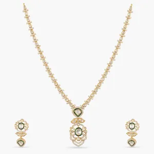 Vrinda Moissanite Silver Necklace Set